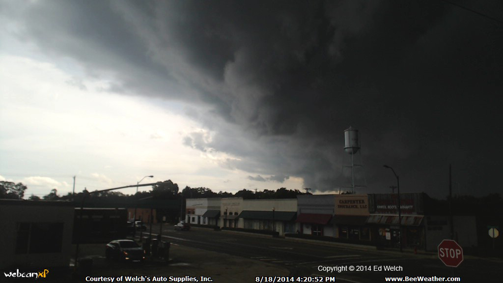August 18, 2014 - Sinister black clouds moving in over Luverne from the west.